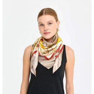 Elegant Silk Scarf in Gold and Red